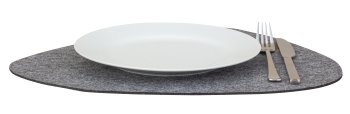 Felt table mat grey oval h=34cm w=40,5cm