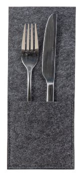 Felt bag grey for cutlery h=24cm w=10cm