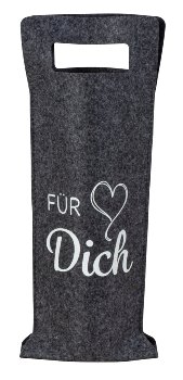 Felt bottle bag grey "Für Dich" h=41cm