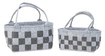 Felt bag grey with checked pattern