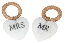 Marble hearts MR & MRS h=7cm w=4cm,