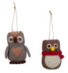 Felt owls for hanging h=9cm w=5+6cm