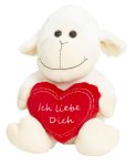 Sheep white sitting with heart "Ich