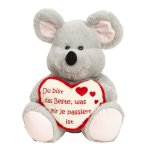 Mouse grey sitting with heart "Du bist