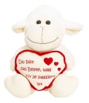 Sheep white sitting with heart "Du bist