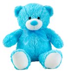 Bear blue sitting with bow h=50cm