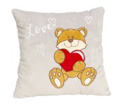 plush pillow "Love" grey with hearts and