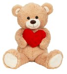 Bear brown sitting with heart h=100cm