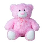Bär rosa sitzend mit Schleife h=50cm