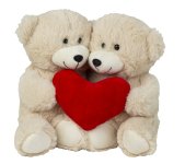 Plush bear couple light brown with heart