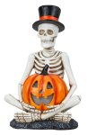 Skeleton with pumpkin with lightning