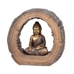Buddha sitzend braun/gold in Baumscheibe