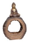 Buddha sitzend braun/gold auf
