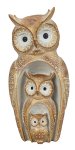 Owl family decoration sculpture h=21cm