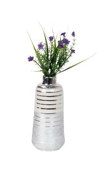 Porzellan Vase in Silber/Weiß h=22cm