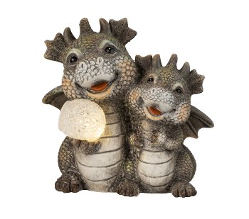 Laughing dragon couple standing with