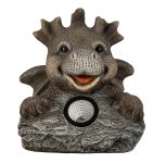 Laughing dragon lying on stone with
