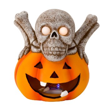 Halloweenkürbis mit Skelett, mit LED,