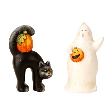 Halloween ghost and cat h=14cm w=7cm