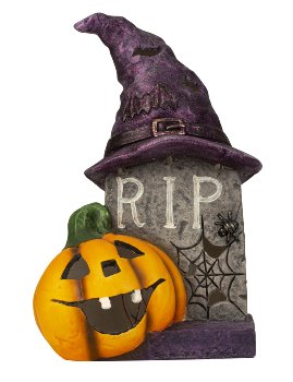 Halloween grave with pumpkin & LED-light