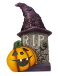 Halloween grave with pumpkin & LED-light