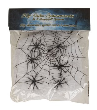 Halloween Deko-Spinnennetz 50g mit 6