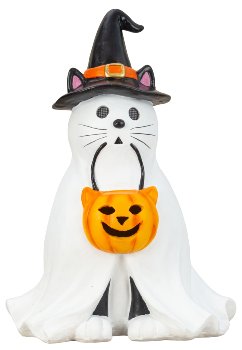 Halloween-Katze mit Leuchtaugen h=46cm