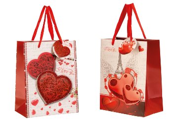present bag "hearts glitter+3D"
