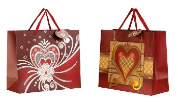 present bag "hearts with shining"
