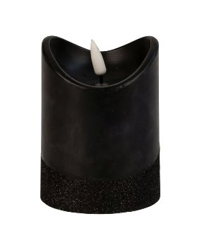 LED-wax candle round, black h=10cm