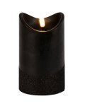 LED-wax candle round, black h=12,5cm