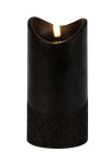 LED-wax candle round, black h=15cm