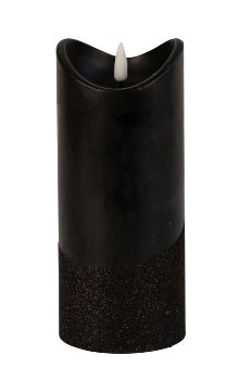 LED-wax candle round, black h=17,5cm