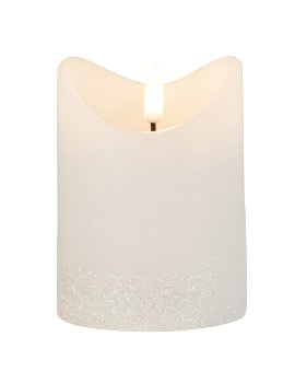 LED-wax candle round, white h=10cm
