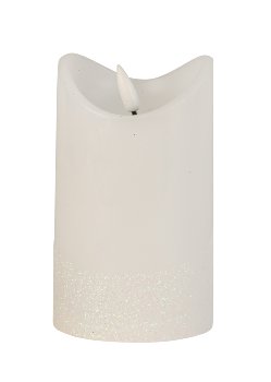 LED-wax candle round, white h=12,5cm