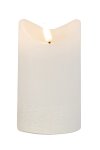 LED-wax candle round, white h=12,5cm