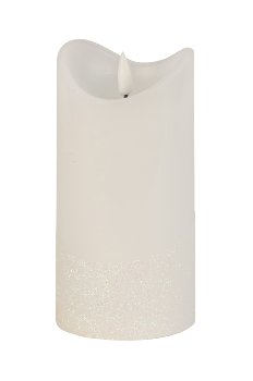 LED-wax candle round, white h=15cm