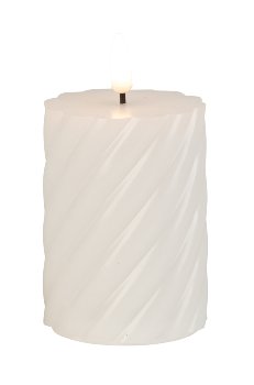 LED-wax candle round, white h=9,2cm
