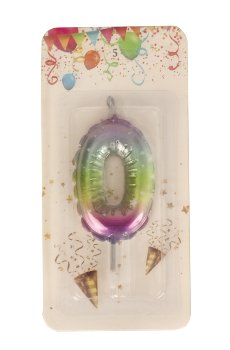 Cake candle number "0" rainbow color