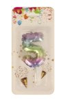 Cake candle number "5" rainbow color