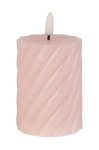 LED-wax candle round, pink h=9,2cm
