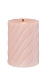 LED-wax candle round, pink h=9,2cm