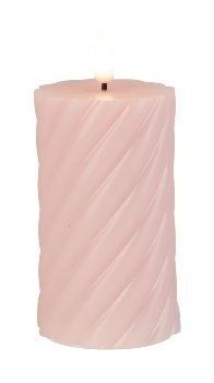 LED-wax candle round, pink h=11,5cm