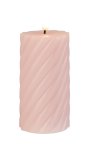 LED-wax candle round, pink h=13cm