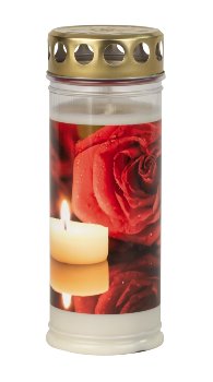 Grave candle red rose with light