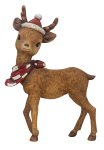 Deer with santa hat and scarf h=24cm