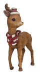 Deer with santa hat and scarf h=24cm