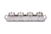 Metal tray l=51cm w. 4 candle holders,