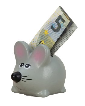 Moneybank mouse grey h=6cm w=7,5cm