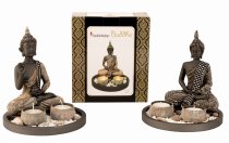 Buddha Set für 2 Teelichter h=21,5cm